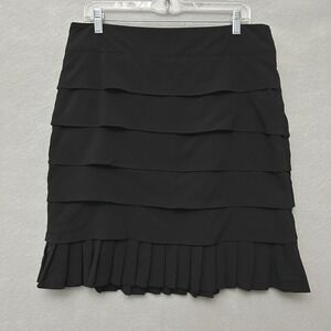 Sandro Sportswear Tiered Ruffle Mini Skirt Women 12 Black Pleated Layered
